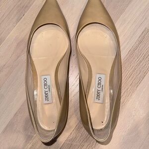Jimmy Choo Pointed Toe Flats in Metallic Gold
